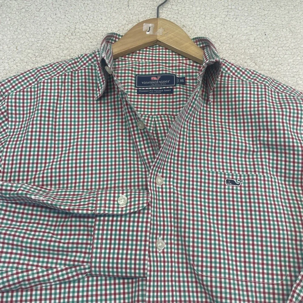 Vineyard Vines Button Down Mens XS Red Green Tucker Shirt Gingham Classic Fit
